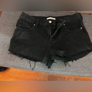 PacSun Black Jean Shorts with Frayed Hem